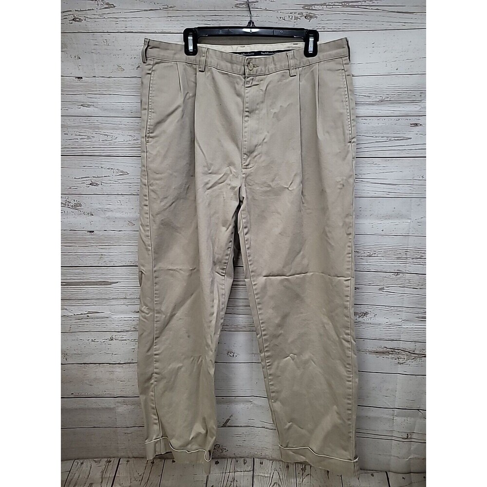 Vintage Ralph Lauren‎ Polo Pants Mens 38X30 Tan Chino Front Pleats Cuffs Cotton